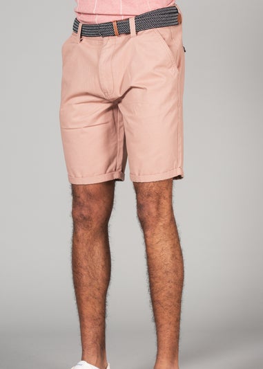 Tokyo Laundry Pink Cotton Belted Chino Shorts