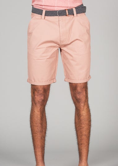 Tokyo Laundry Pink Cotton Belted Chino Shorts