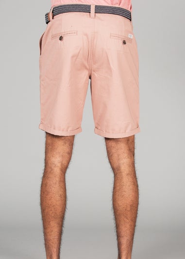 Tokyo Laundry Pink Cotton Belted Chino Shorts