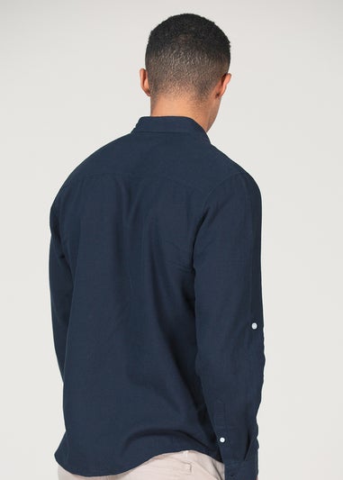 Tokyo Laundry Navy Linen Blend Long Sleeve Button-Up Shirt