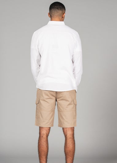 Tokyo Laundry White Linen Blend Long Sleeve Button-Up Shirt