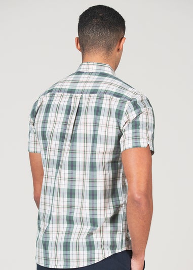 Tokyo Laundry Green Cotton Short Sleeve Button-Up Checked Shirt