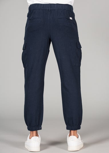 Tokyo Laundry Navy Linen Blend Cargo-Style Trousers