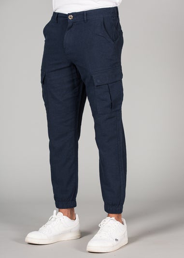 Tokyo Laundry Navy Linen Blend Cargo-Style Trousers