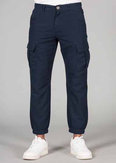 Tokyo Laundry Navy Linen Blend Cargo-Style Trousers