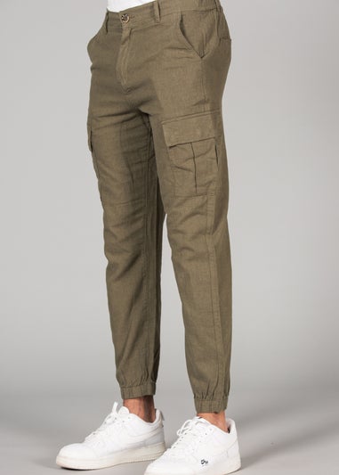 Tokyo Laundry Olive Linen Blend Cargo-Style Trousers