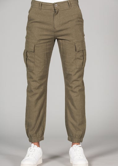 Tokyo Laundry Olive Linen Blend Cargo-Style Trousers