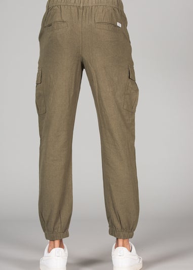 Tokyo Laundry Olive Linen Blend Cargo-Style Trousers