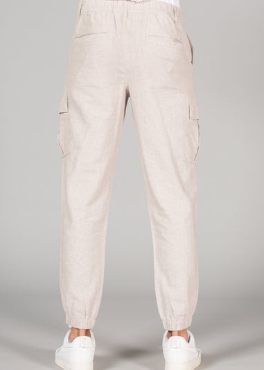 Tokyo Laundry Beige Linen Blend Cargo-Style Trousers