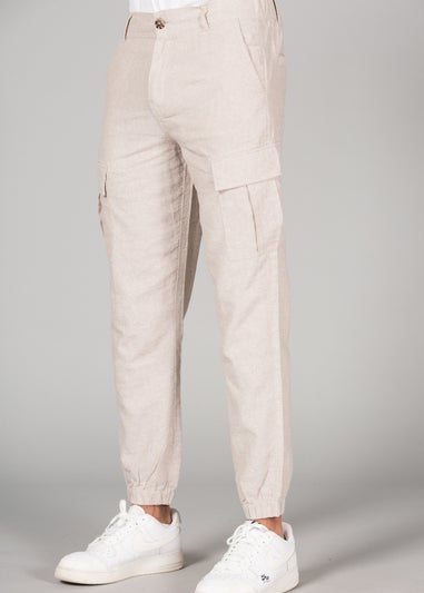 Tokyo Laundry Beige Linen Blend Cargo-Style Trousers