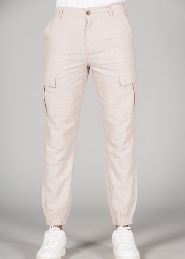 Tokyo Laundry Beige Linen Blend Cargo-Style Trousers