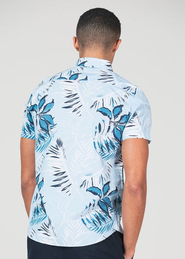 Tokyo Laundry Blue Cotton Short Sleeve Button-Up Printed Shirt - Matalan