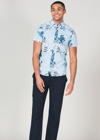 Tokyo Laundry Blue Cotton Short Sleeve Button-Up Printed Shirt