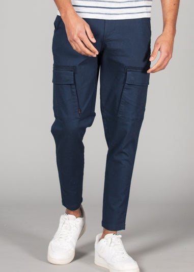 Tokyo Laundry Navy Straight Leg Cargo Style Trousers