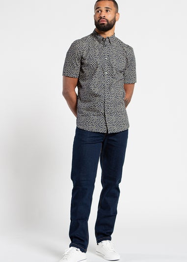 French Connection Navy Cotton Short Sleeve Floral Shirt