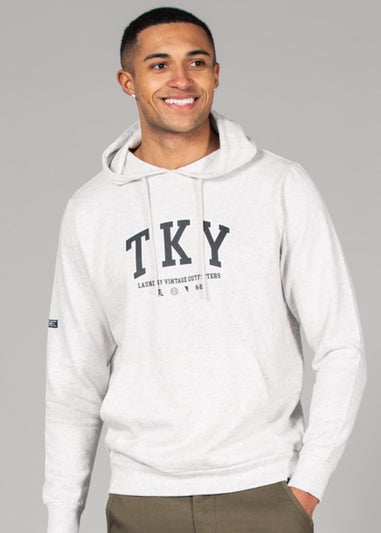 Tokyo Laundry Grey Cotton Blend Hoody with Branding Print