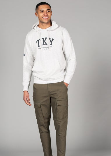 Tokyo Laundry Grey Cotton Blend Hoody with Branding Print