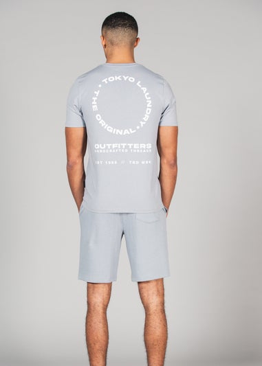 Tokyo Laundry Grey Cotton T-Shirt and Shorts Co-ord Set