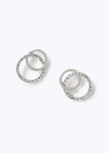 Silver Double Circle Earrings