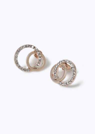 Muse Gold Double Circle Stud Earring