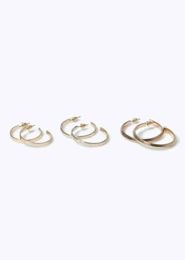 Muse 3 Pack Gold Textured Hoop Earrings