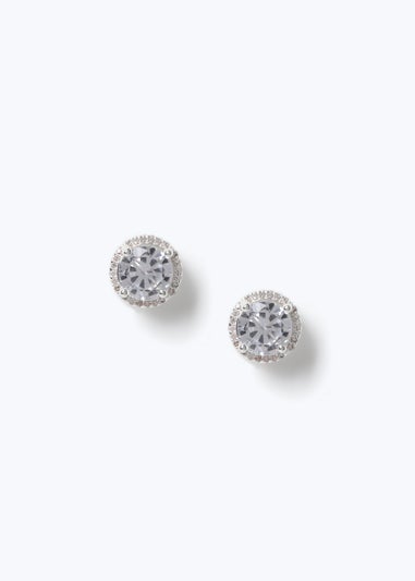 Muse Silver Halo Stud Earrings