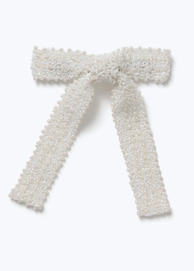 Muse White Pearl Bow Hair Clip