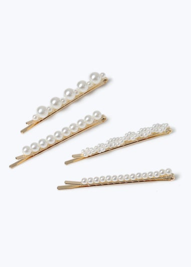 Muse 4 Pack White Pearl Hair Clips