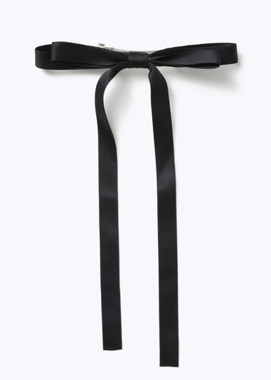 Muse Black Satin Skinny Bow