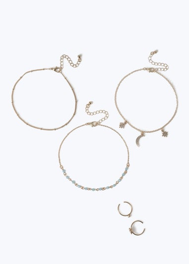 Muse Moon Anklet Toe Ring Multipack Gold