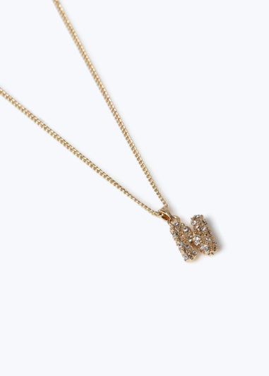 Muse Pave Puff "N" Initial Necklace Gold