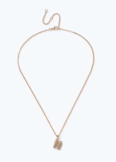 Muse Pave Puff "N" Initial Necklace Gold