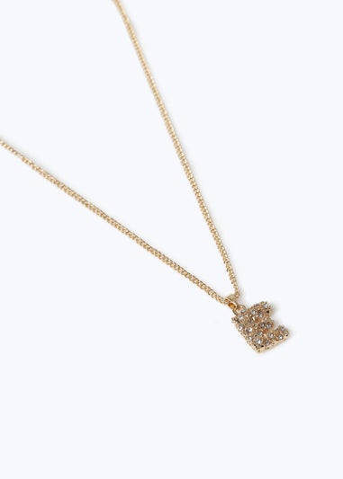 Muse Pave Puff "E" Initial Necklace Gold