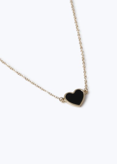 Muse Black Heart Pendant Necklace Gold