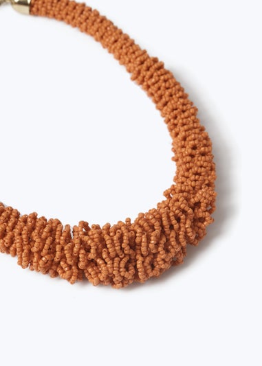 Orange Beaded Collar Necklace