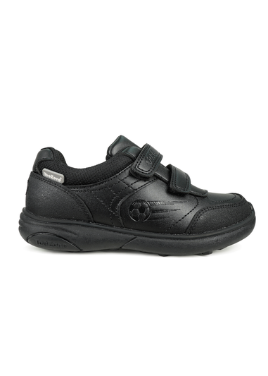 ToeZone Boys Black Ace Coated Leather Football School Shoes (Younger 8 - Older 2)