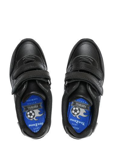 ToeZone Boys Black Ace Coated Leather Football School Shoes (Younger 8 - Older 2)