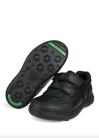 ToeZone Boys Black Ace Coated Leather Football School Shoes (Younger 8 - Older 2)