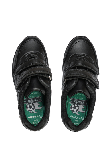 ToeZone Boys Black Harry Coated Leather Football School Shoes (Younger 8 - Older 2)