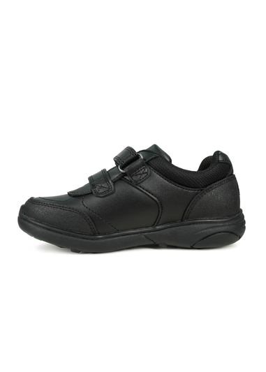 ToeZone Boys Black Harry Coated Leather Football School Shoes (Younger 8 - Older 2)