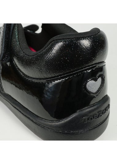 ToeZone Girls Black Kit Patent Coated Leather Bunny School Shoe (Younger 8 - Older 2)