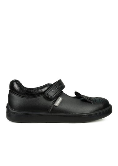 ToeZone Girls Black Amy Coated Leather Bunny School Shoe (Younger 8 - Older 2)