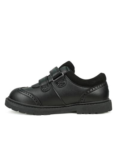 ToeZone Boys Black Theo Coated Leather Smart School Shoe (Younger 8 - Older 3)