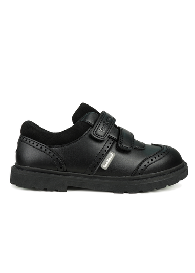 ToeZone Boys Black Theo Coated Leather Smart School Shoe (Younger 8 - Older 3)