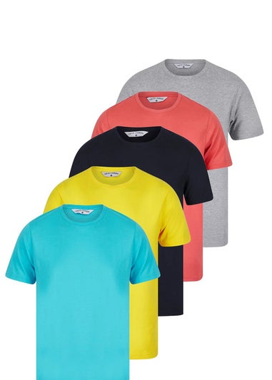 Tokyo Laundry Blue Cotton Short Sleeve Crew Neck T-Shirts 5-Pack