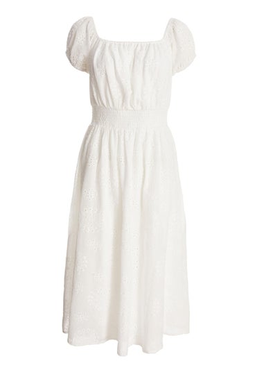 Quiz White Embroidered Bardot Midi Dress