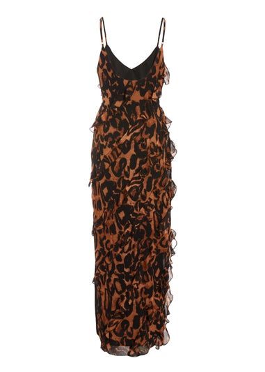 Quiz Brown Leopard Print Ruffle Tiered Maxi Dress