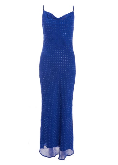 Quiz Blue Diamante Maxi Dress