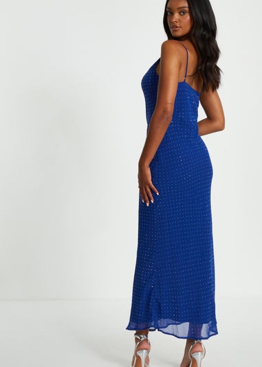 Quiz Blue Diamante Maxi Dress