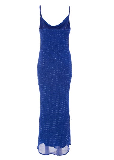 Quiz Blue Diamante Maxi Dress